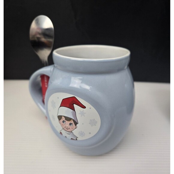 Elf Hot Cocoa Hot Chocolate Mug Cup Christmas Blue With Spoon CCA & B 2020 - Picture 3 of 14